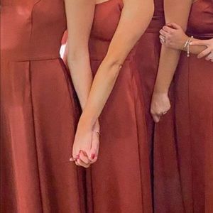 Celebrate bridesmaid gown size 4 adjustable straps. Popular cinnamon color